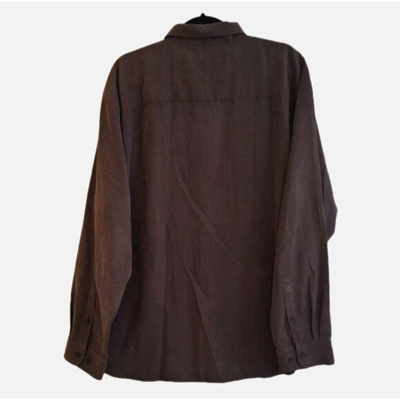 RON CHERESKIN BROWN MICRO SUEDE DRESS SHIRT SIZE  XL - Picture 2 of 3